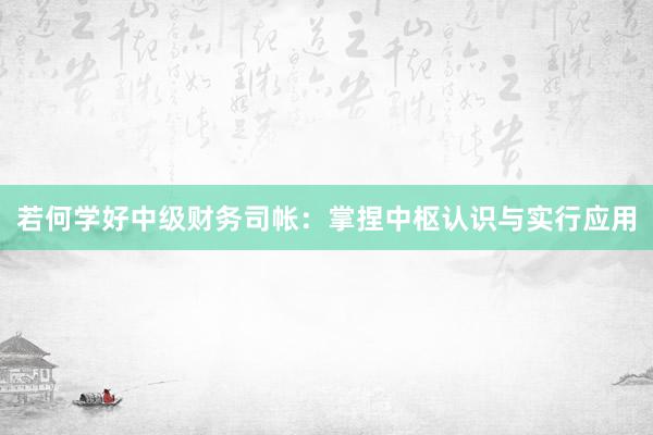 若何学好中级财务司帐：掌捏中枢认识与实行应用